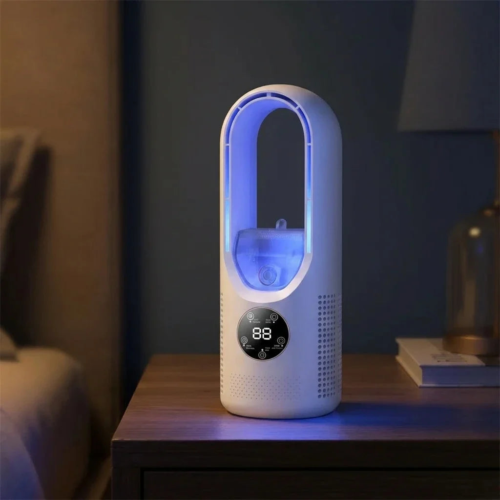 Mini air cooler with LED display and night light