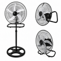 3-in-1 Industrial Metal Standing Fan – Black
