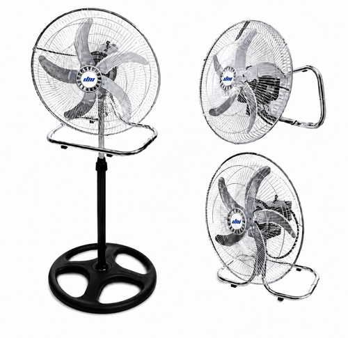 3-in-1 Industrial Metal Standing Fan – Silver