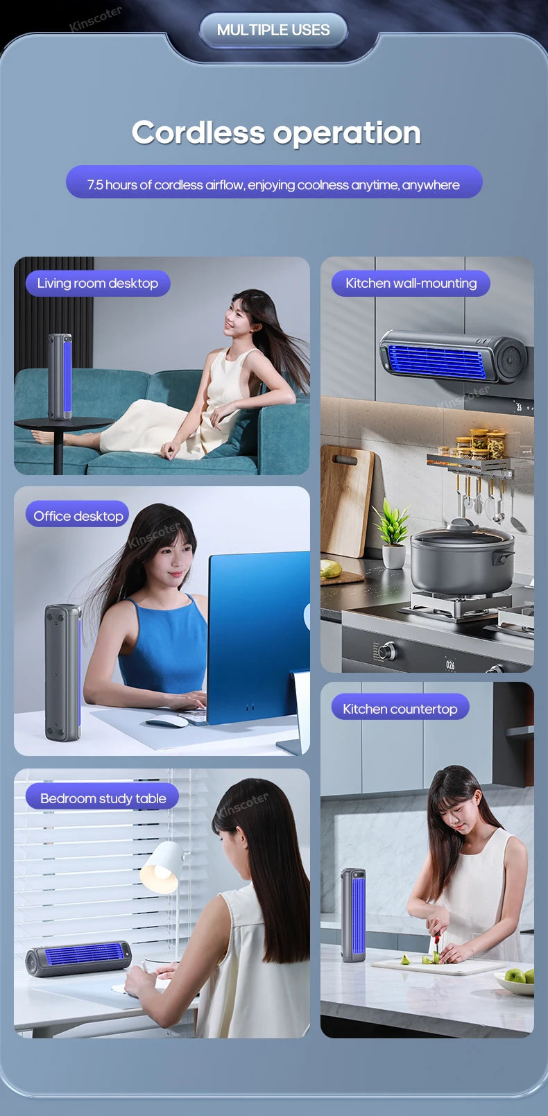 Rechargeable Wall-Mount Tower Fan – 23