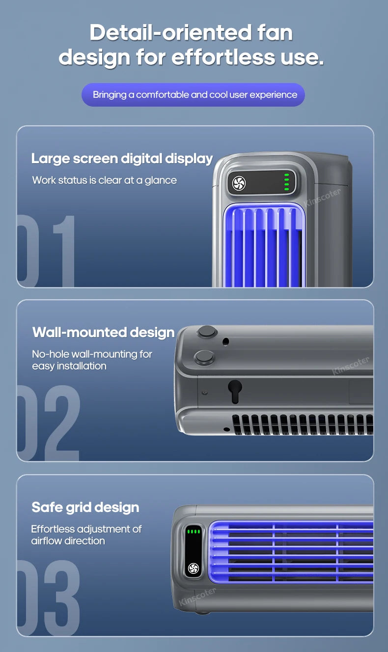 Rechargeable Wall-Mount Tower Fan – 24