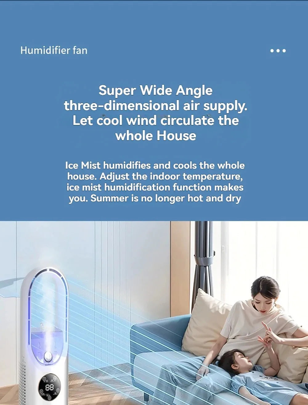 Mini Air Cooler with LED Display & Night Light – 9