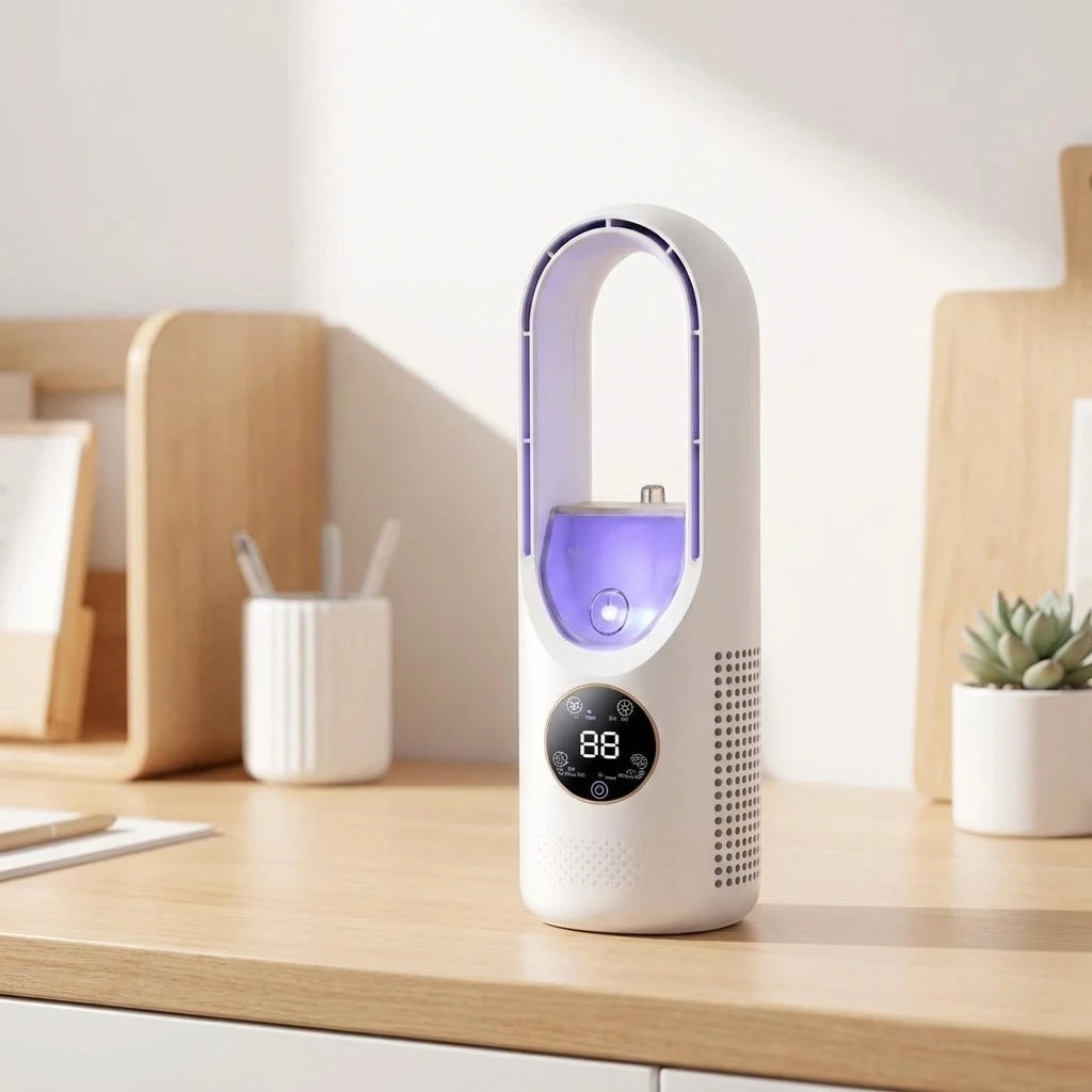 Mini Air Cooler with LED Display & Night Light