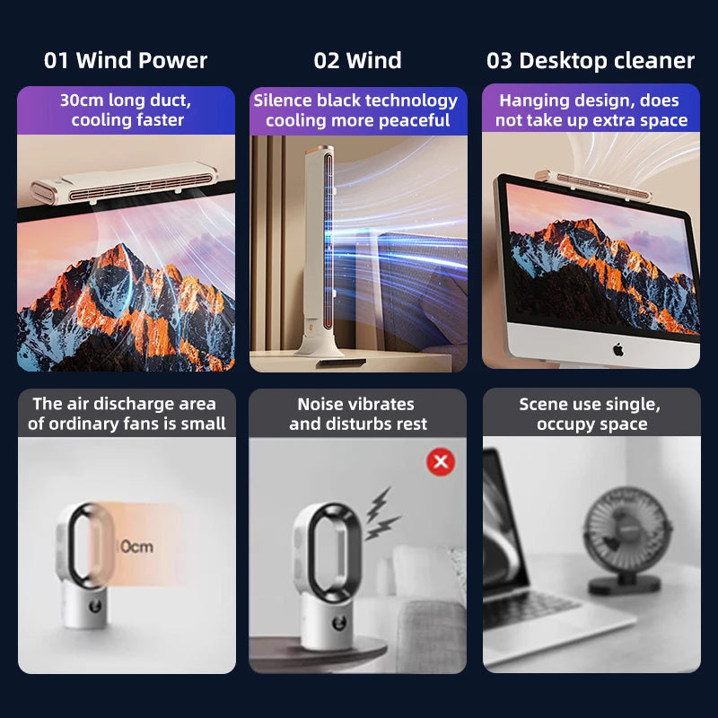Bladeless Wall-Mount & Stand Tower Fan – 6