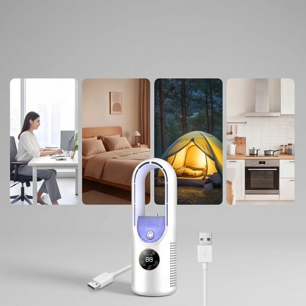 Mini Air Cooler with LED Display & Night Light