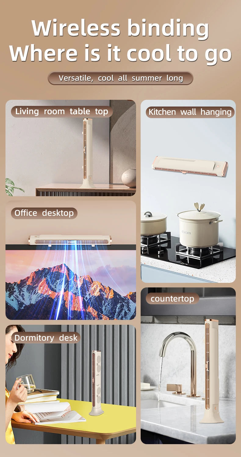 Bladeless Wall-Mount & Stand Tower Fan – 24