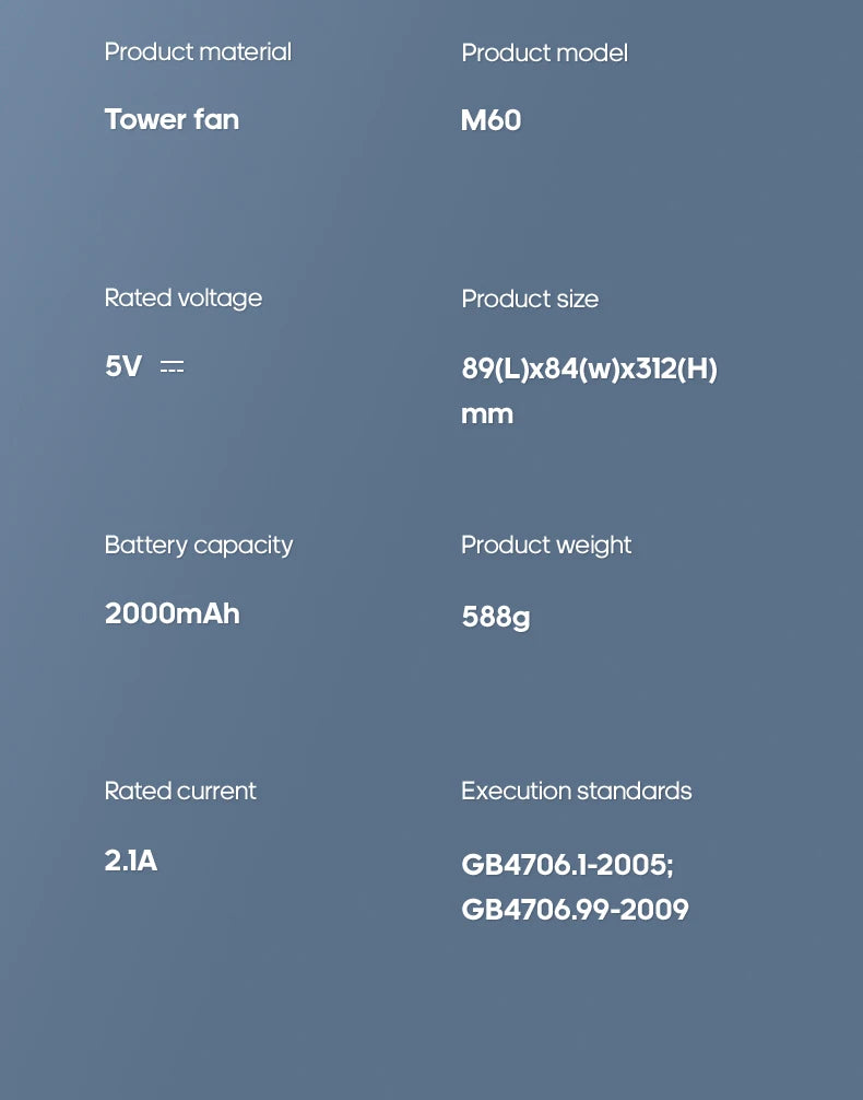 Rechargeable Wall-Mount Tower Fan – 26