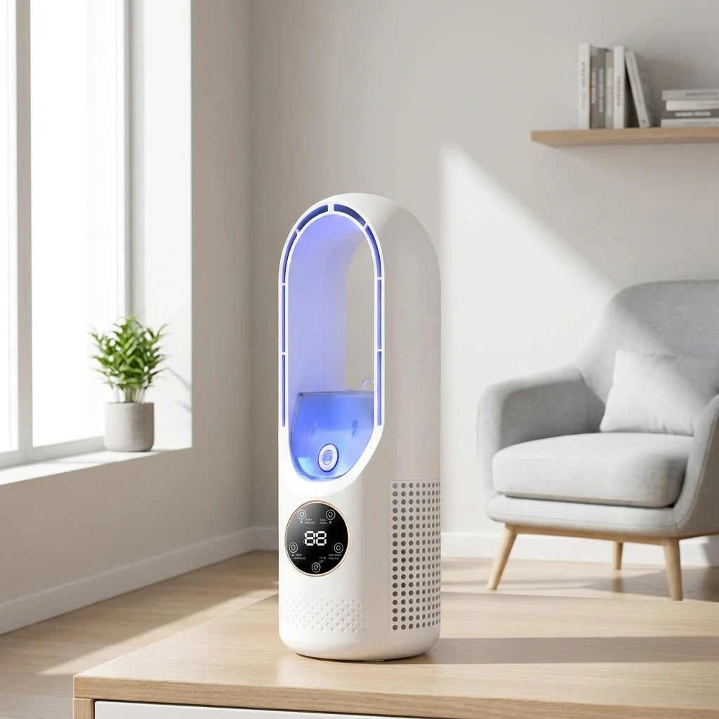 Mini Air Cooler with LED Display & Night Light – 4