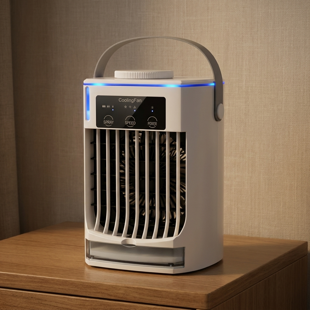 Desktop mist air cooler with carry handle
