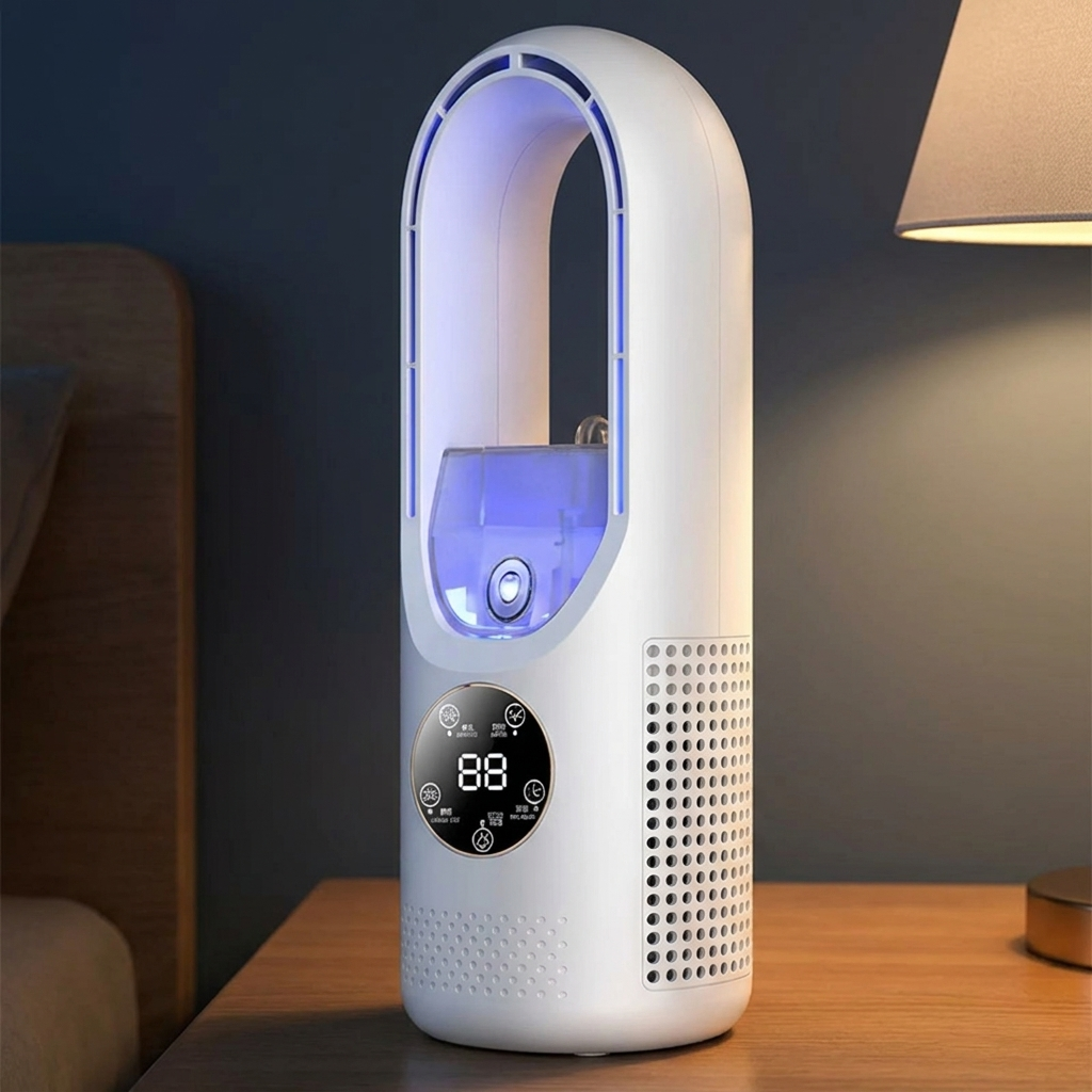 Mini Air Cooler with LED Display & Night Light – 19
