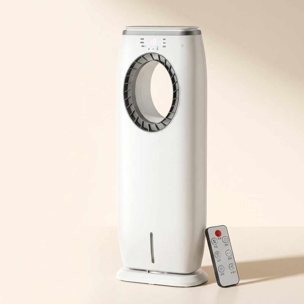 Leafless water-cooled air chiller tower with its remote control included