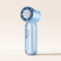Blue handheld ice cooling fan with 199 speed settings