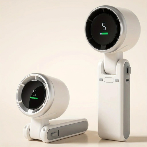 White rechargeable foldable travel fan
