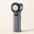 Black foldable handheld fan with ice cooling plate and LED display