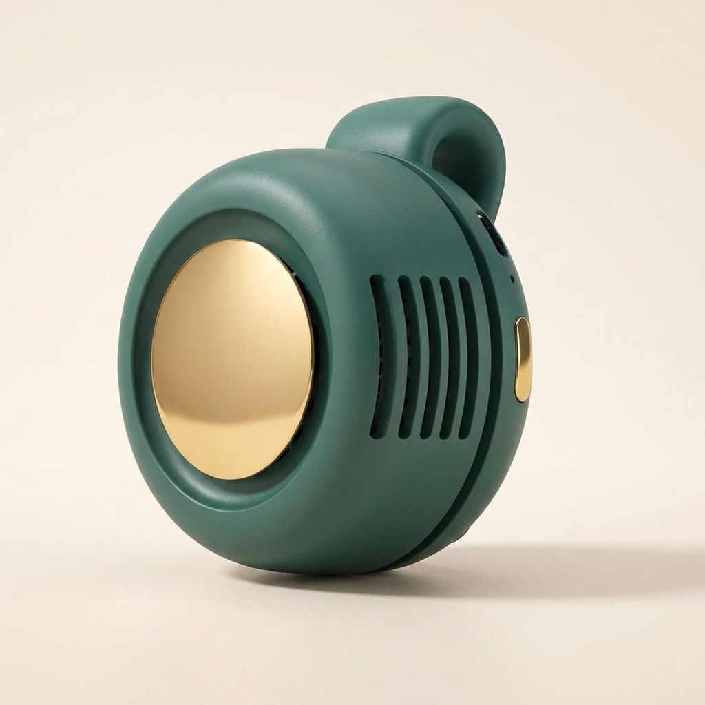 Green clip-on bladeless personal fan