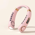 Pink rechargeable neck fan with light