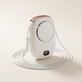 White bladeless hanging neck fan with adjustable lanyard