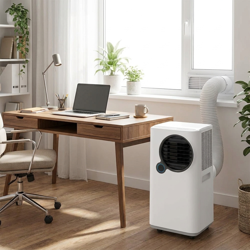 9,000 BTU Single-Hose Smart Portable Air Conditioner in home office