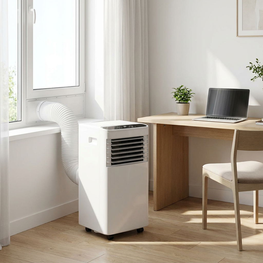 8,000 BTU portable air conditioner in an apartment home office